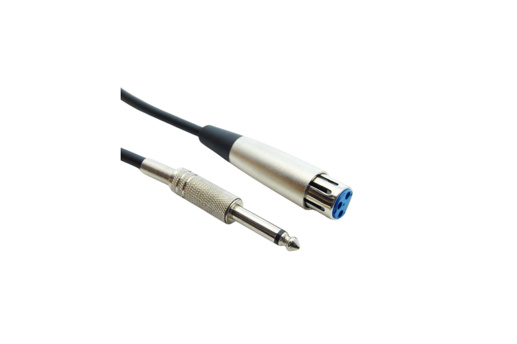 Audio Cable XLR3 Female to 1/4 Inch TS Mono Male, Unbalanced Audio, Nickel Plated, Black, 6Ft