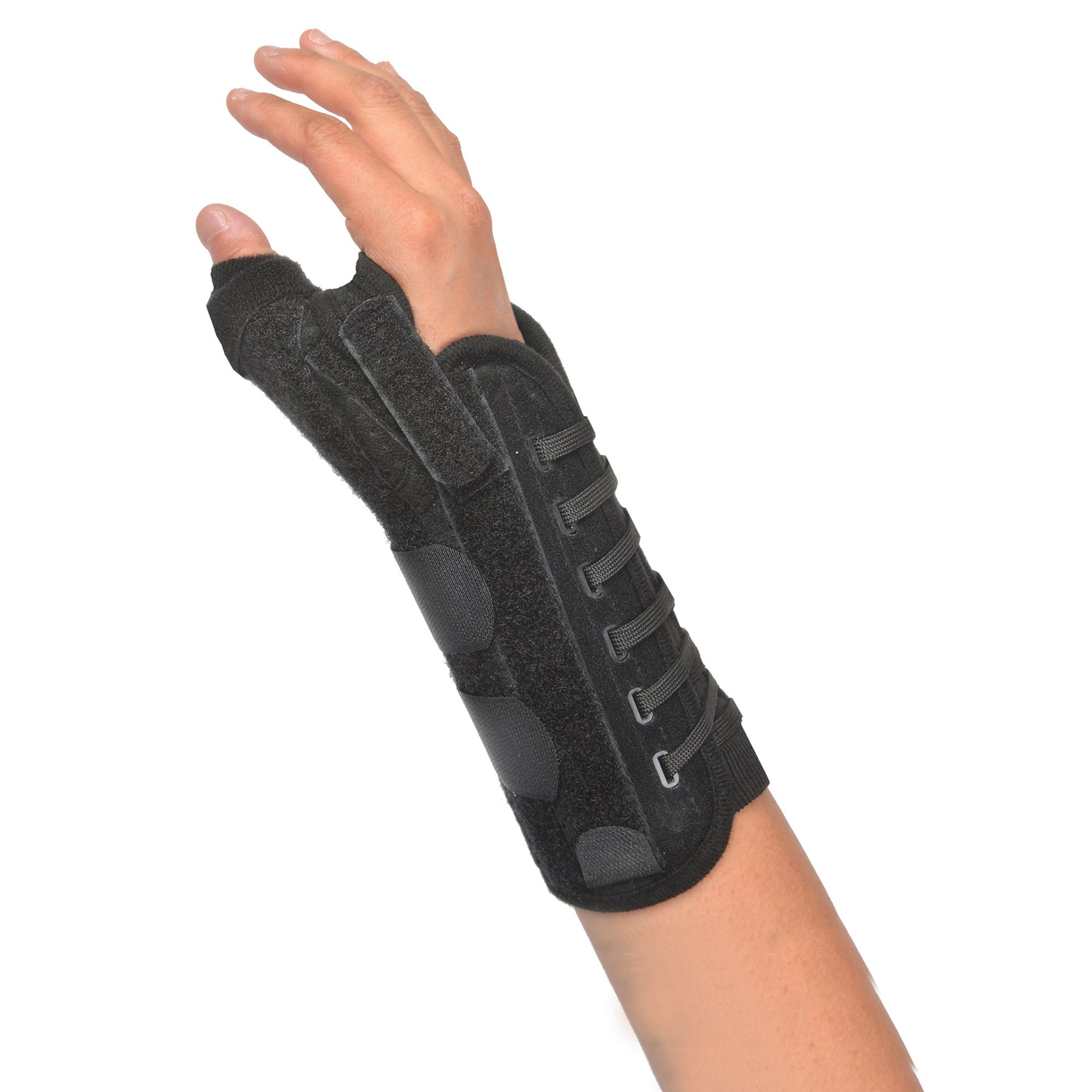 Thumb Brace with Wrist Support Titan Thumb Adult One Size Fits Most Dual-Pull Lace Closure Right Hand Black MK 512517