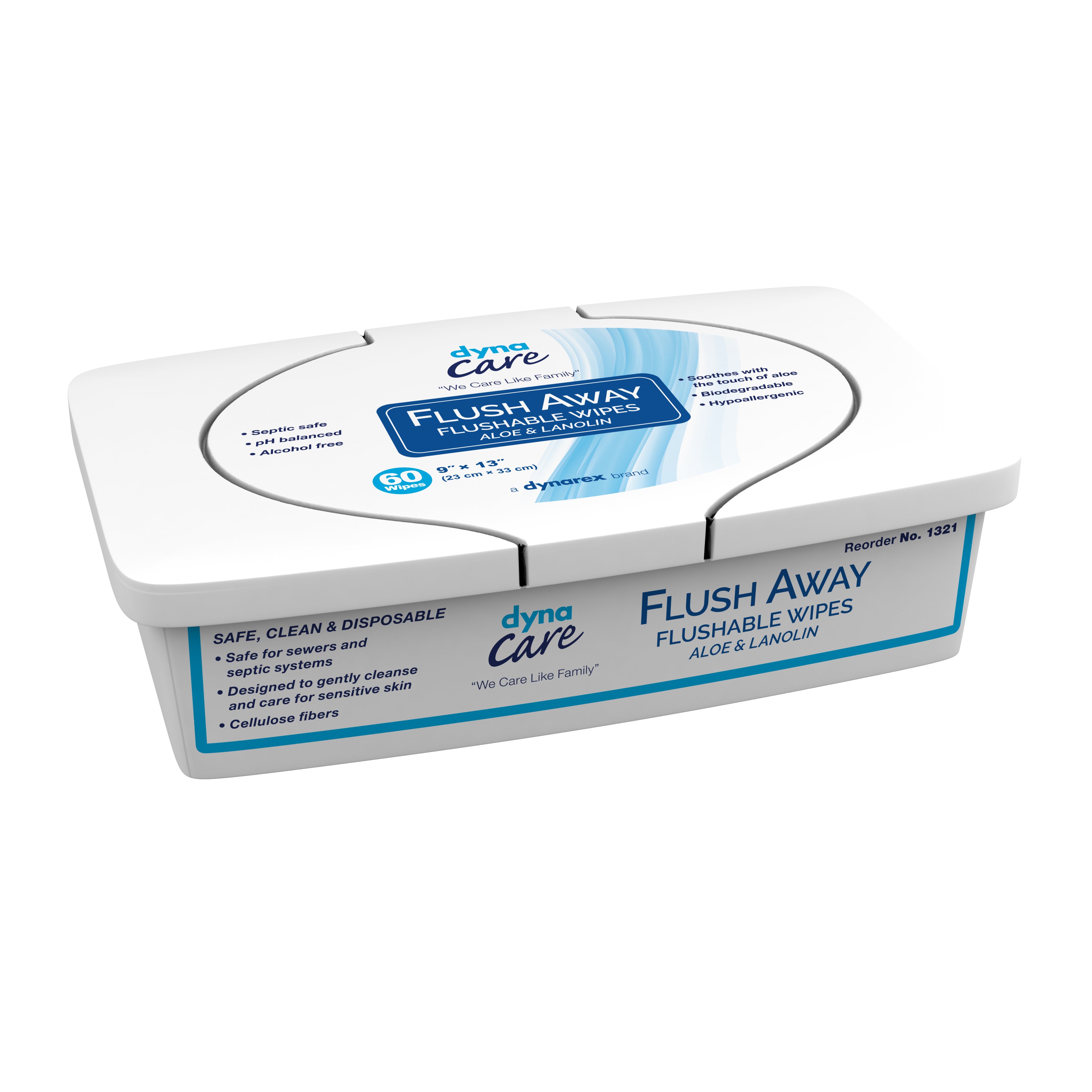 Dynarex Flush Away Personal Wipes, Adult, Tub, Aloe/Lanolin Scented MK 867176