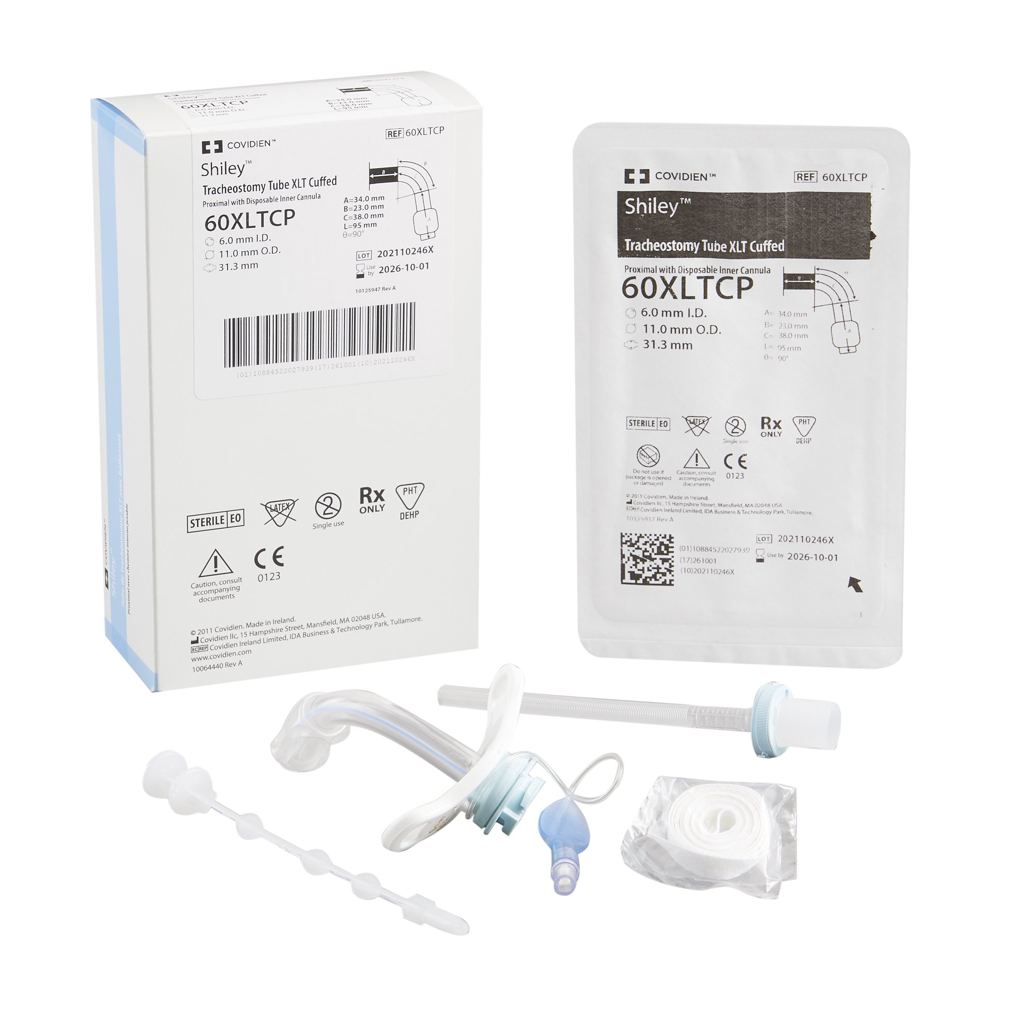 Shiley XLT Cuffed Extended Length Tracheostomy Tube, Size 6 MK 539854