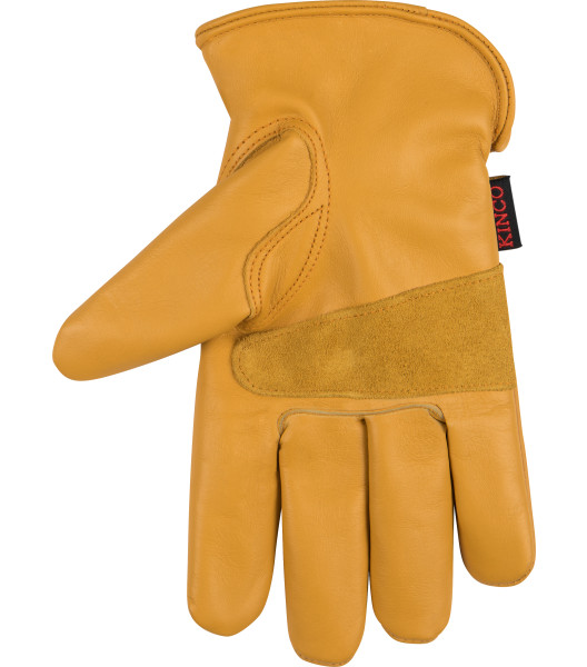 Lined Premium Grain Cowhide Driver with Palm Patch, Golden, large