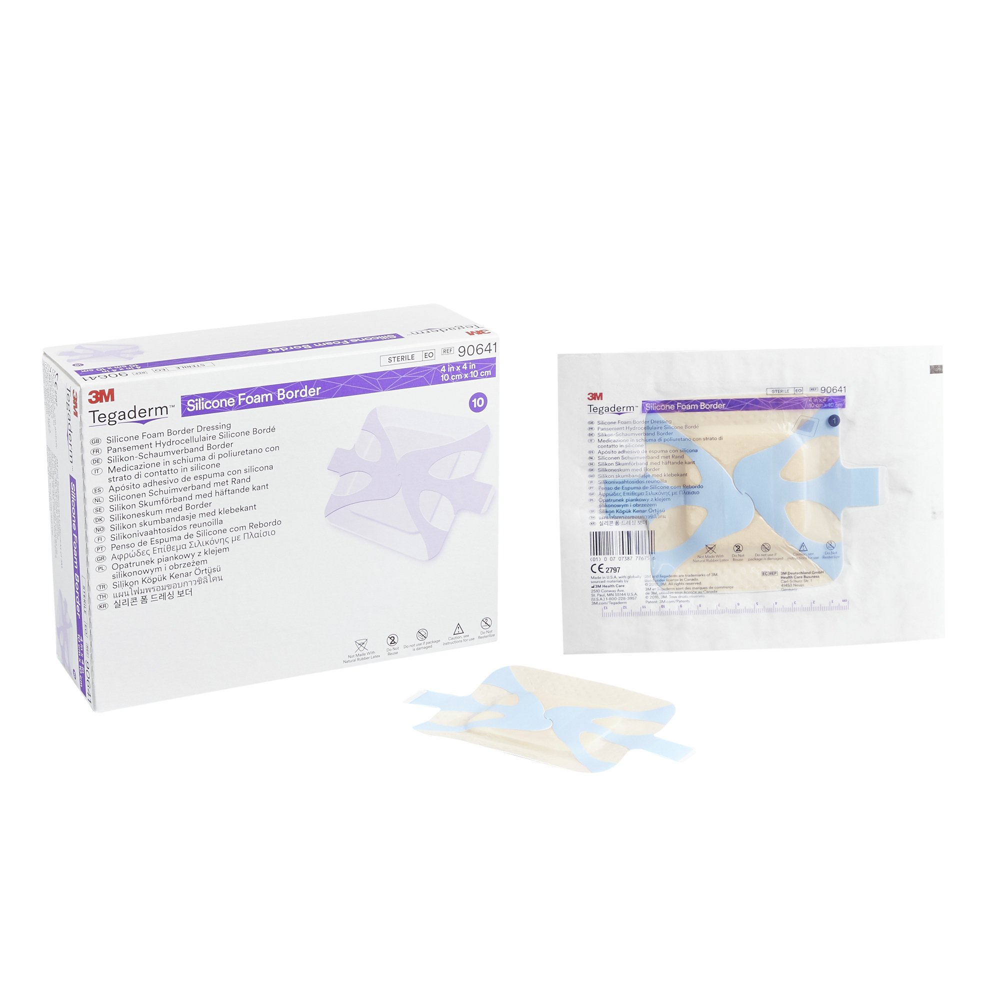 3M Tegaderm Silicone Adhesive with Border Silicone Foam Dressing, 4 x 4 Inch MK 842349