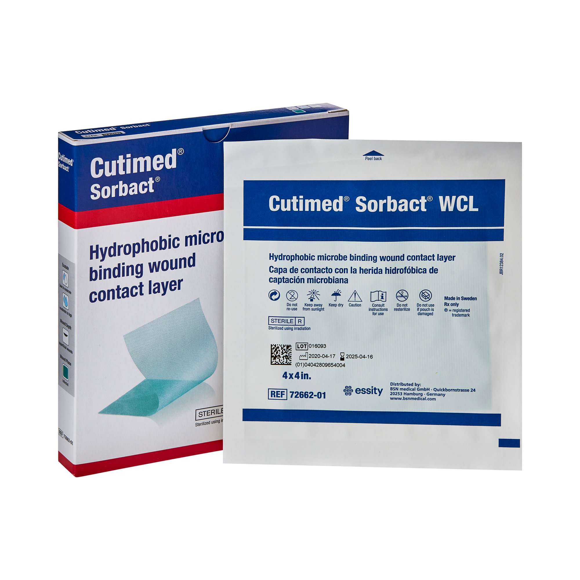 Cutimed Sorbact WCL Antimicrobial Wound Contact Layer Dressing, 4 x 4 Inch MK 816854
