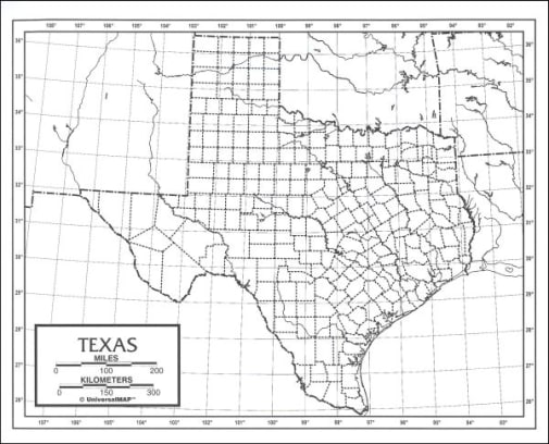 Texas Map Paper single (8+" x 11")