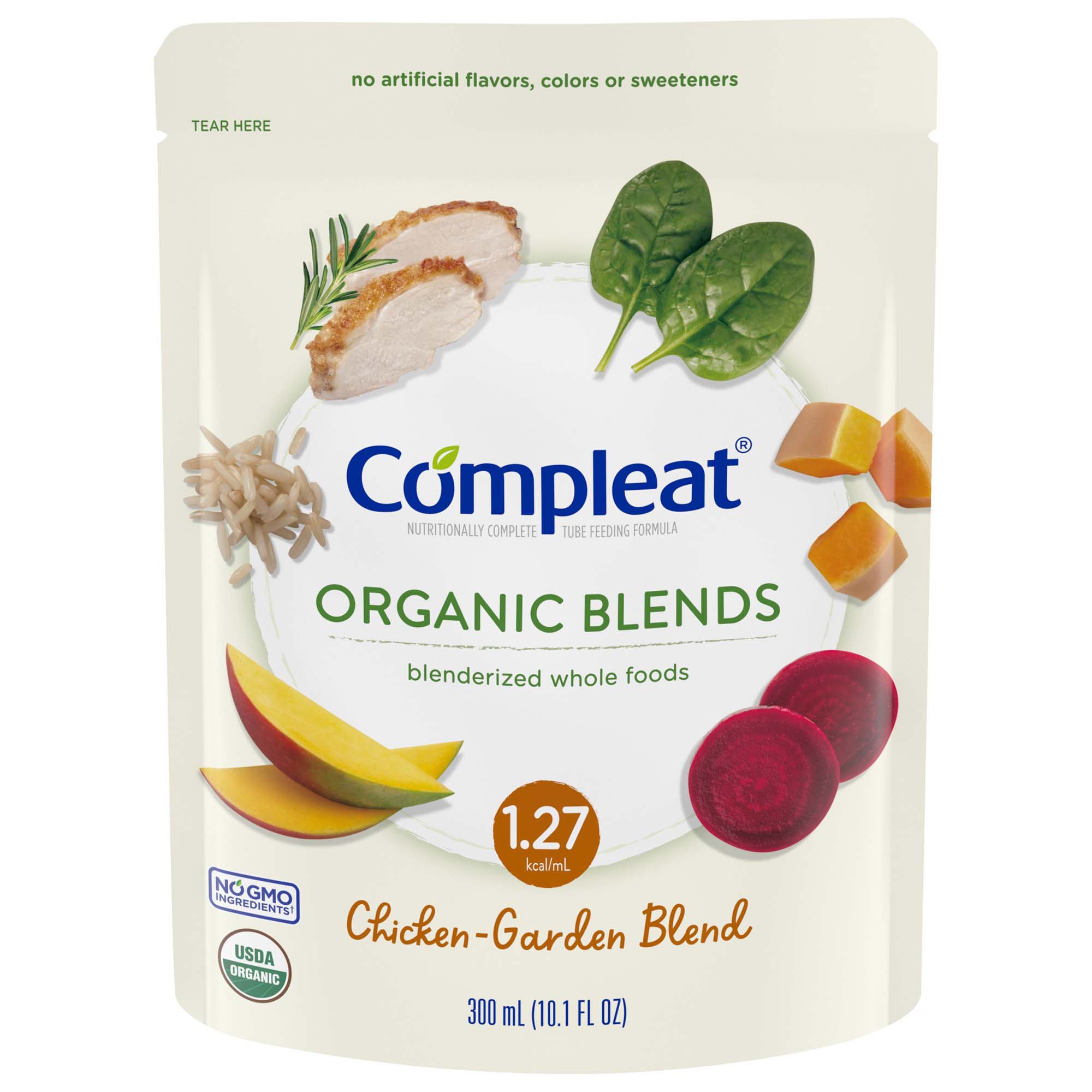Compleat Organic Blends Chicken-Garden Blenderized Whole Foods, 10.1 oz. Pouch MK 1092417