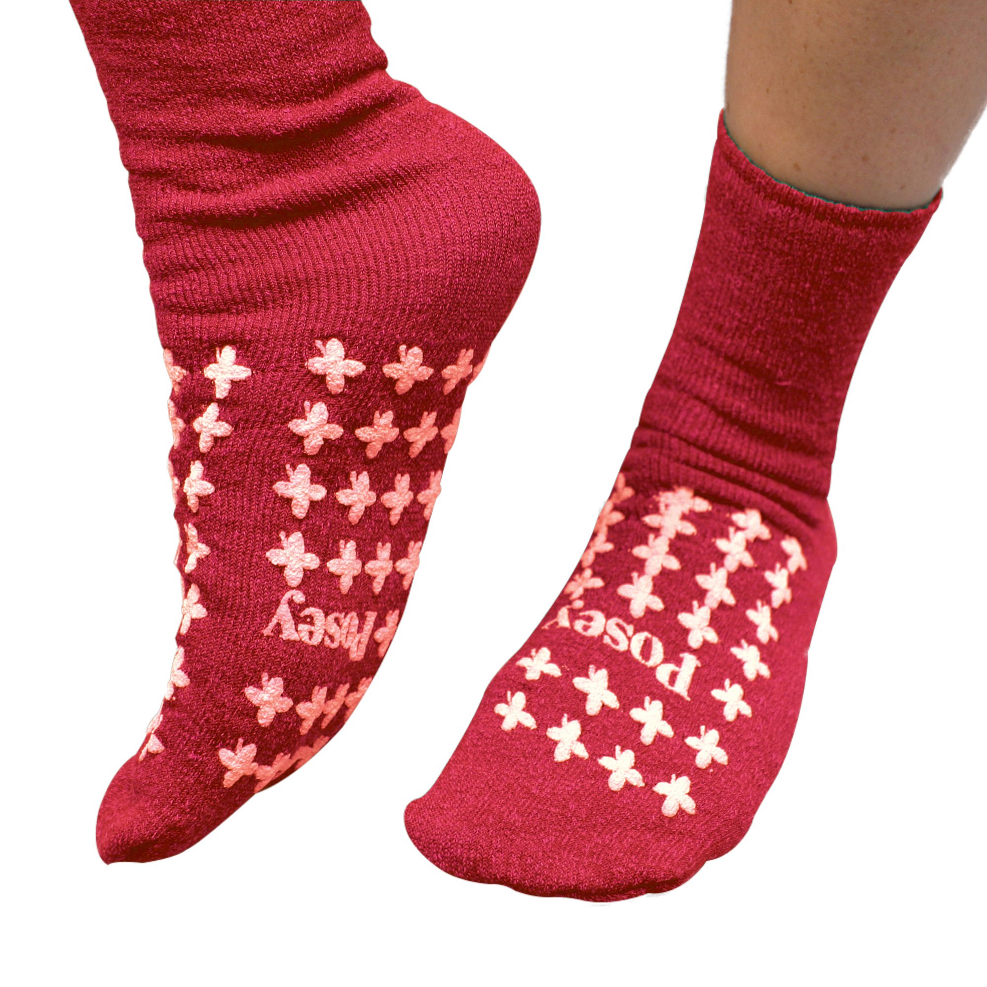 Posey Fall Management Slipper Socks, Red, Large MK 670778