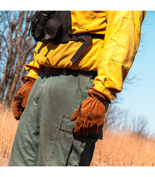 HydroFlector&trade; Water-Resistant Premium Suede Cowhide Driver with Double-Palm, Brown, large