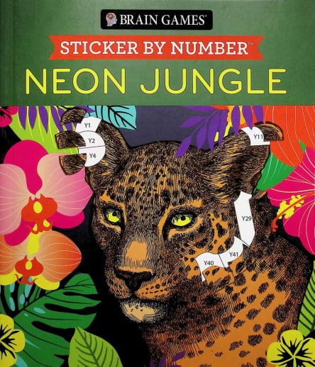Sticker By Number: Neon Jungle (Brain Games) 104 pages
