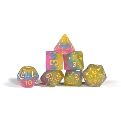 7 Piece Polyhedral Dice Set (4 Layered) - Cotton Candy