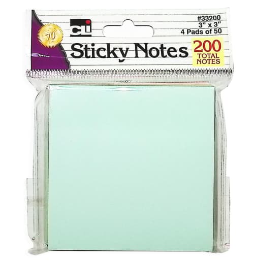 Sticky Notes: Assorted Pastel 3" x 3" 4 pads/50 Sheets