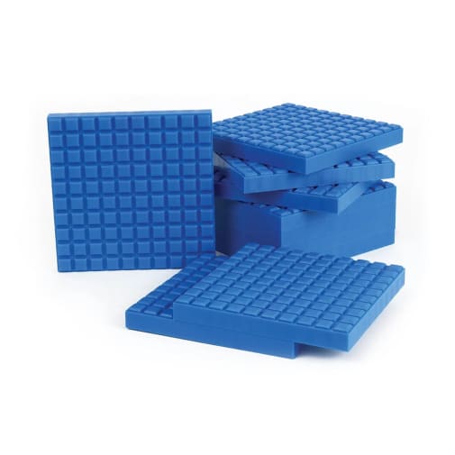 Interlocking Base Ten Blocks - Blue 10 Flats