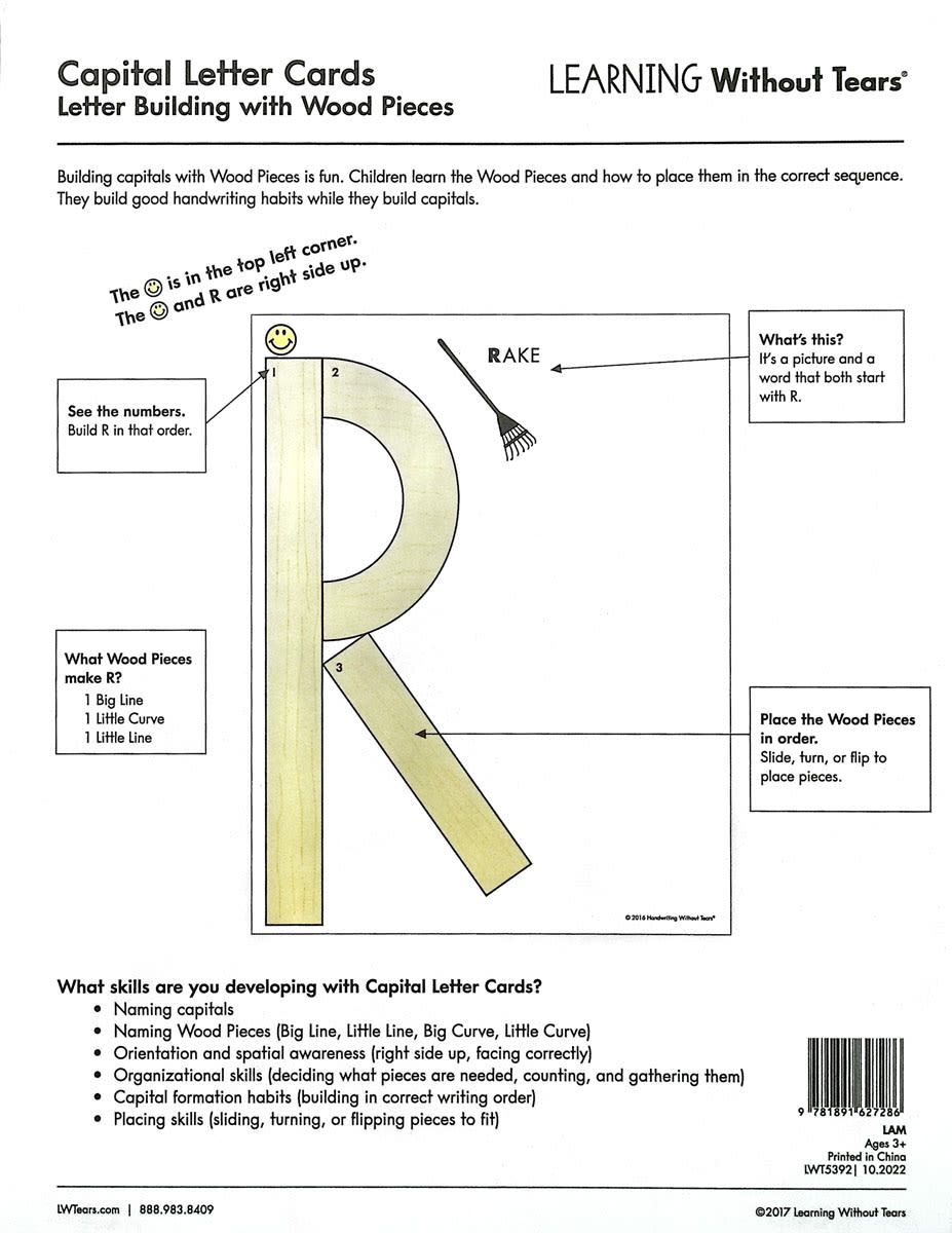 Capital Letter Cards for Wood Pieces Laminatd, image size:927x1200