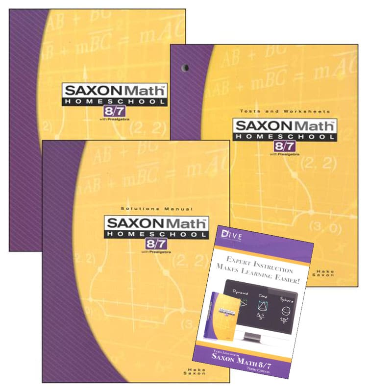 Math 8/7 3rd Edition Saxon Home Study Kit plus DIVE CD-ROM