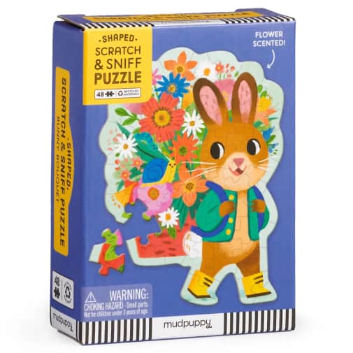Mudpuppy Bunny Bouquet 48 Piece Scratch and Sniff Shaped Mini Puzzle