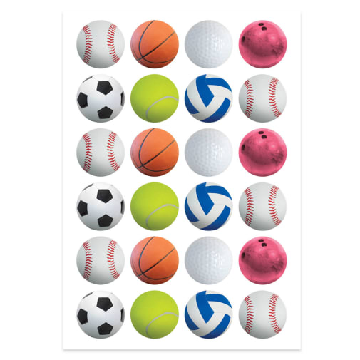Sports Balls 1" Stickers (3 sheets)