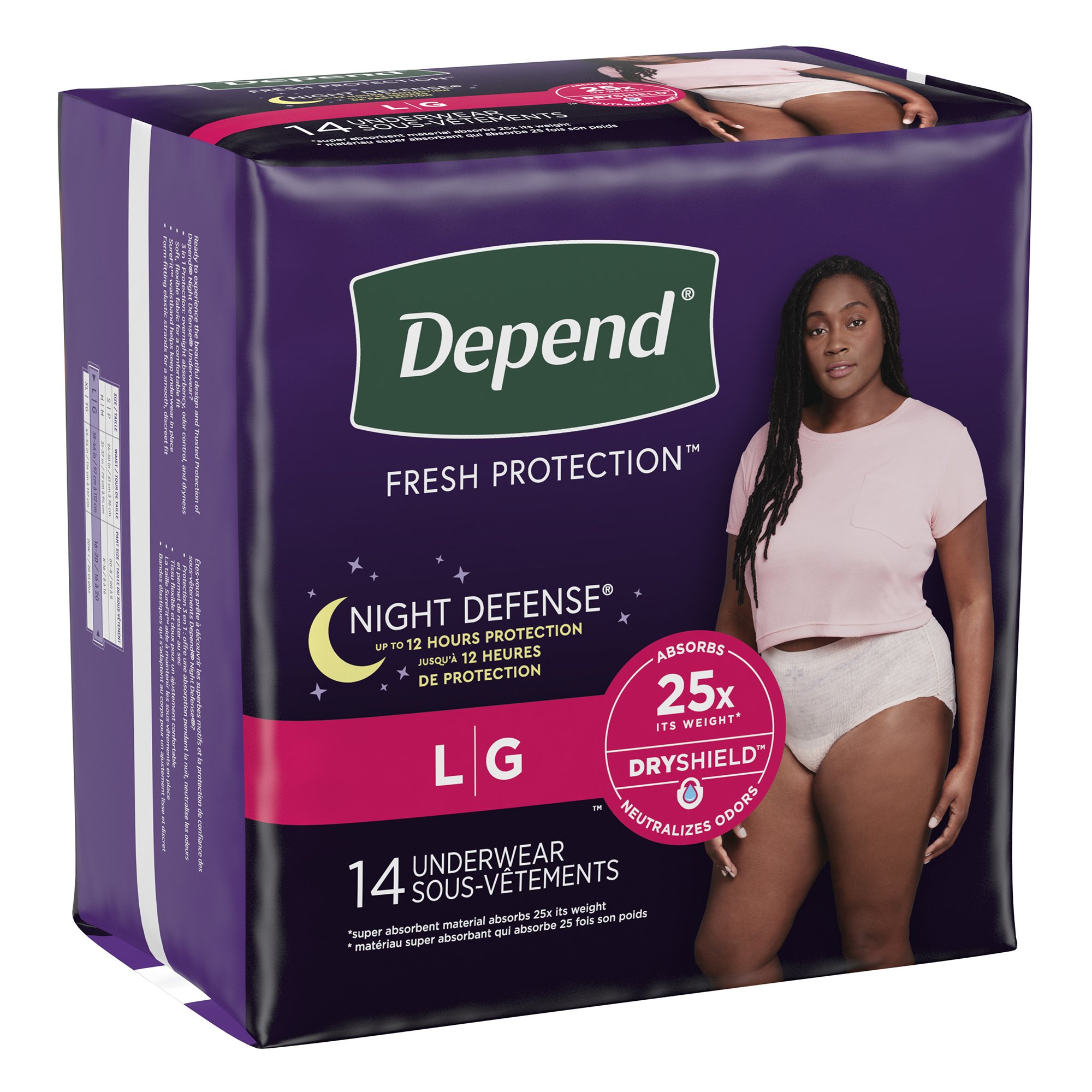 Depend Night Defense Women's Absorbent Underwear, Large MK 1163805