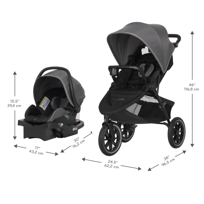 Folio3 Stroll & Jog Travel System with LiteMax 35 Infant Car Seat (Avenue) Lifestyle Photo Folio3 Stroll & Jog Travel System with LiteMax 35 Infant Car Seat (Avenue) Lifestyle Photo