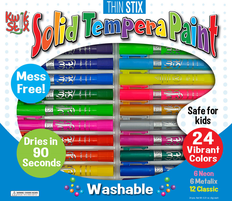 Washable Tempera Paint Sticks 24 Colors