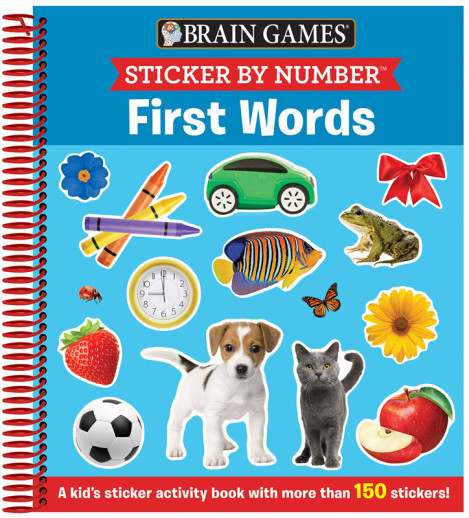 Sticker by Number: First Words (Brain Games) 52 pages