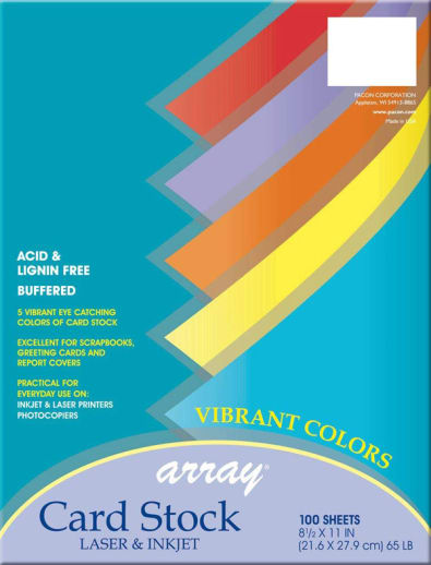 Card Stock - Vibrant (100 Sheets - 8.5" x 11" )