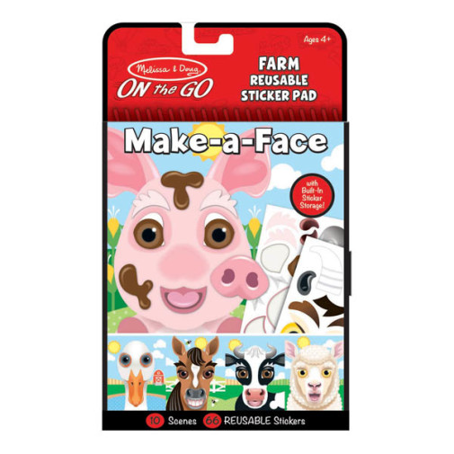 Make-a-Face - Farm Reusable Sticker Pad - On the Go Travel Activity-  Melissa and Doug