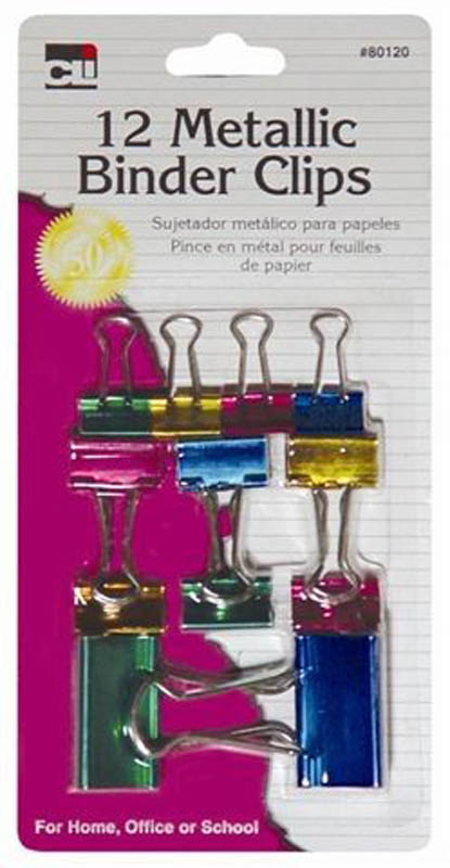 Binder Clips: Metallic Assorted Sizes and Colors