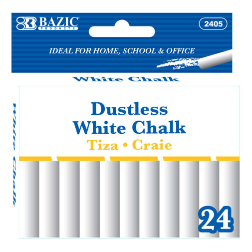 Dustless White Chalk - 24 Count