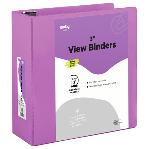 View Binder - 3" D Ring with 2 Pockets - Purple