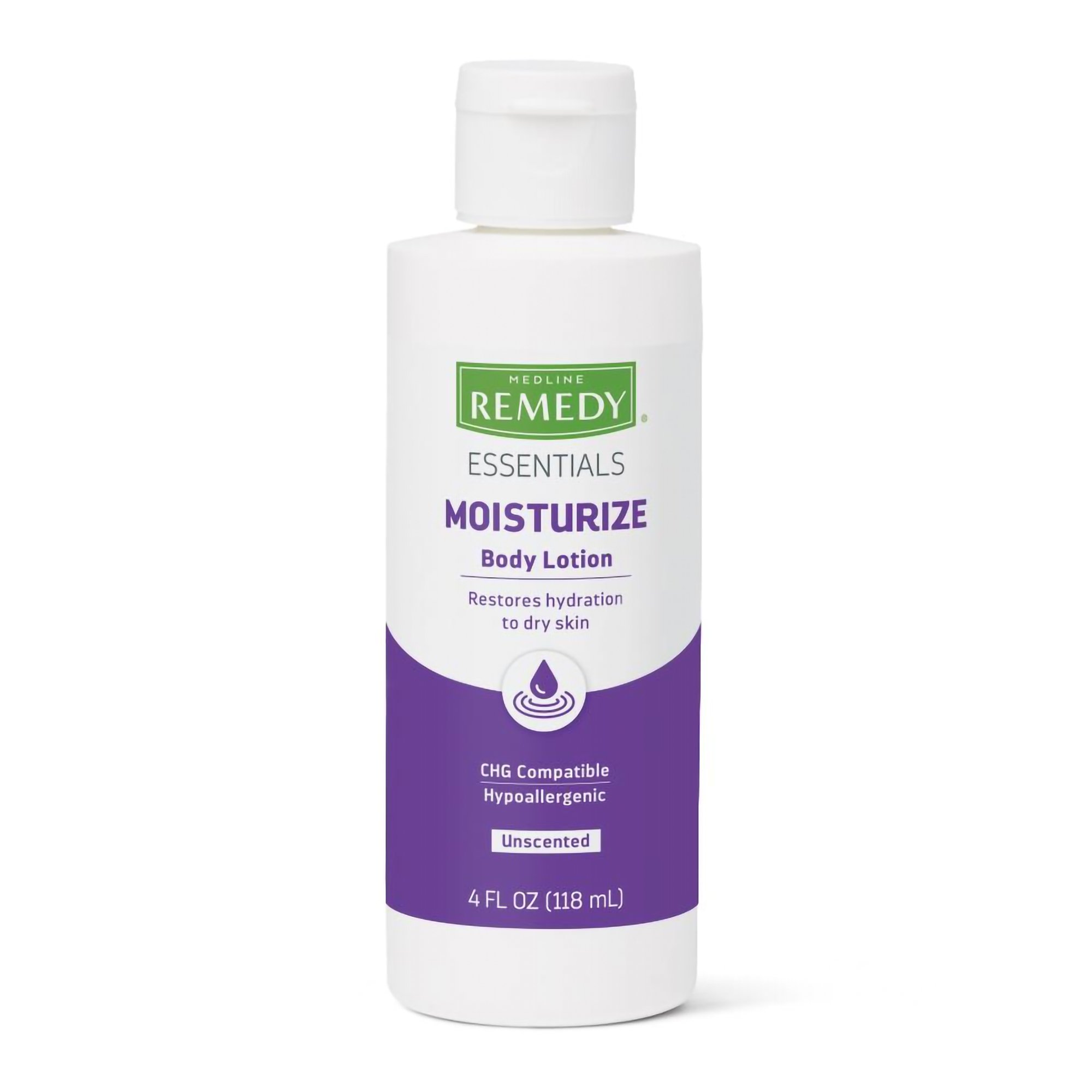 Hand and Body Moisturizer Medline Remedy Essentials Moisturize 4 oz. Bottle Unscented Lotion CHG Compatible MK 1237758