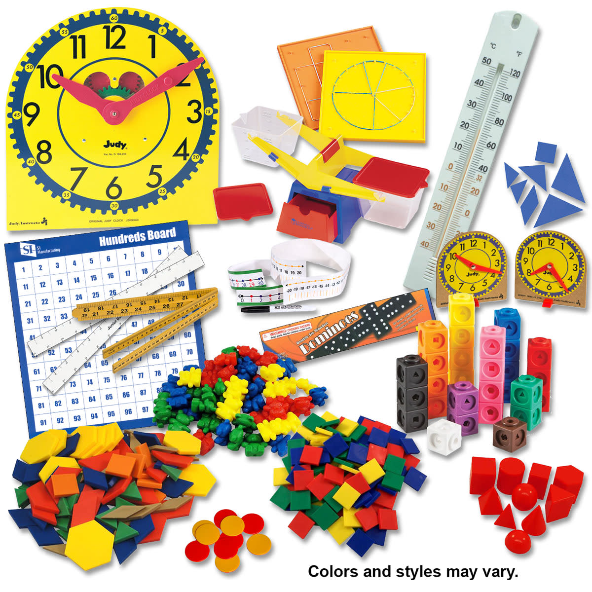 Manipulative Kit K-3 (Basic Plastic Pattern Blocks, Judy Clock, Optional Items)