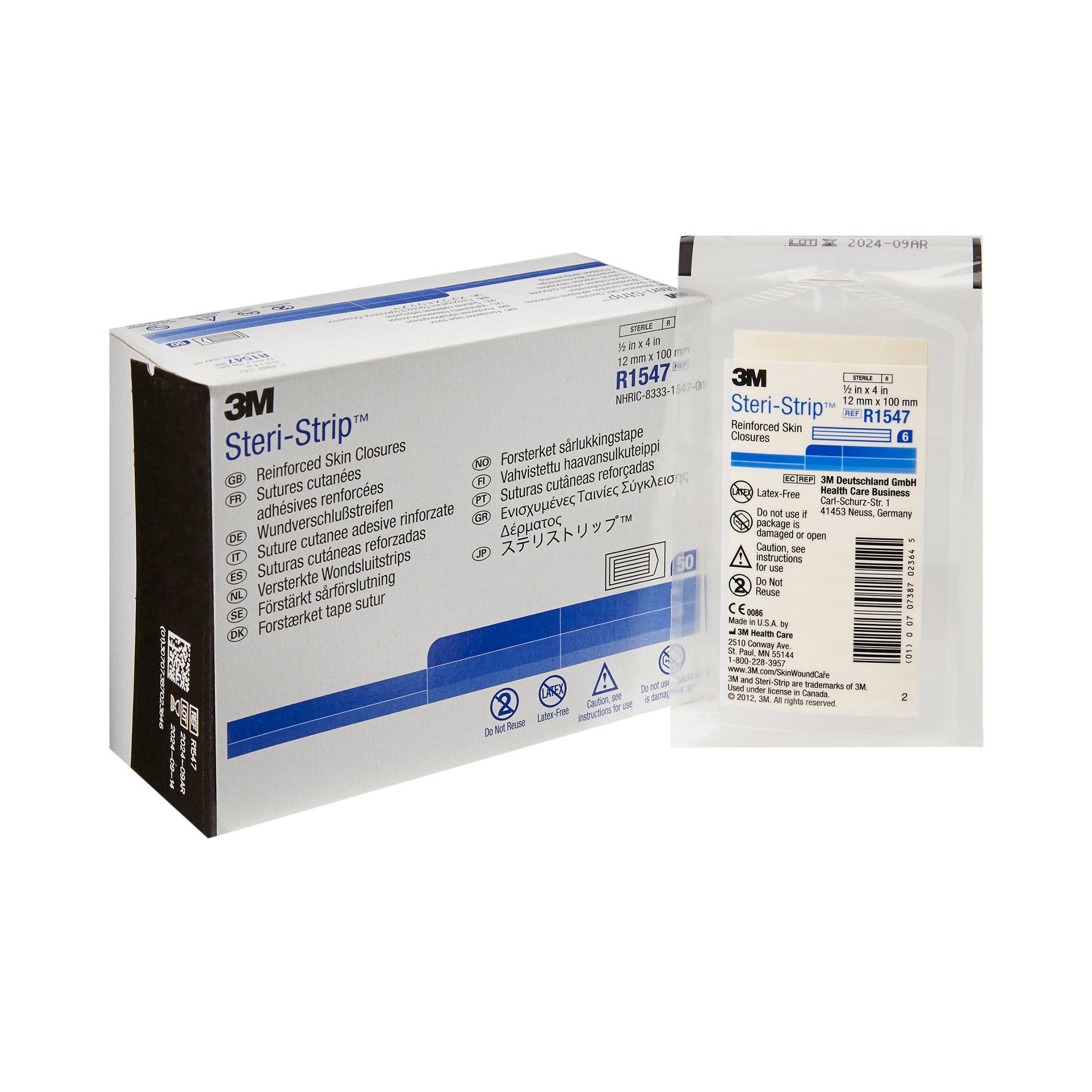 3M Steri-Strip Skin Closure Strips, 1/2 x 4 inch, Reinforced Strip, White MK 5785