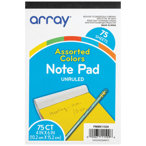 array Note Pad - Assorted Colors (4 x 6) 75 sheets