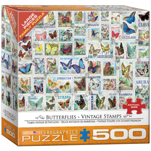 Eurographics Butterflies Vintage Stamps 500-piece Puzzle