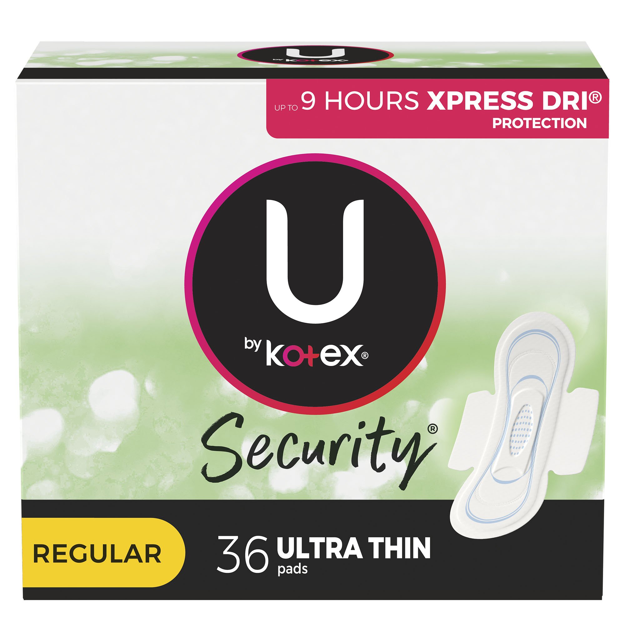 U by Kotex Security Ultra Thin Pads with Wings, Regular Absorbency MK 1184197