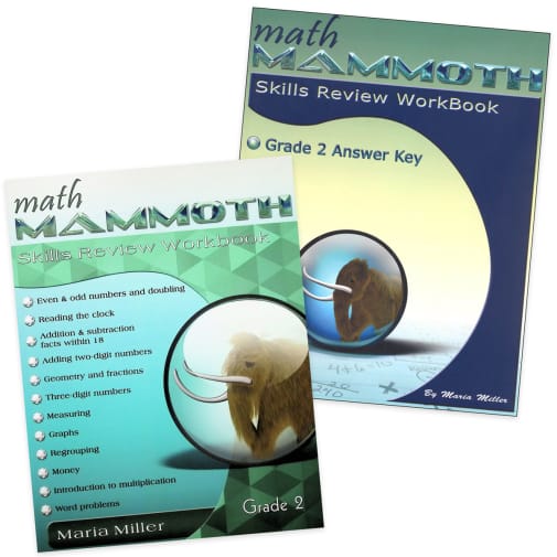 Math Mammoth Grade 2 Color Skills Review Workbook and Answer Key Package