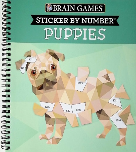 Sticker By Number: Puppies (Brain Games) 52 pages