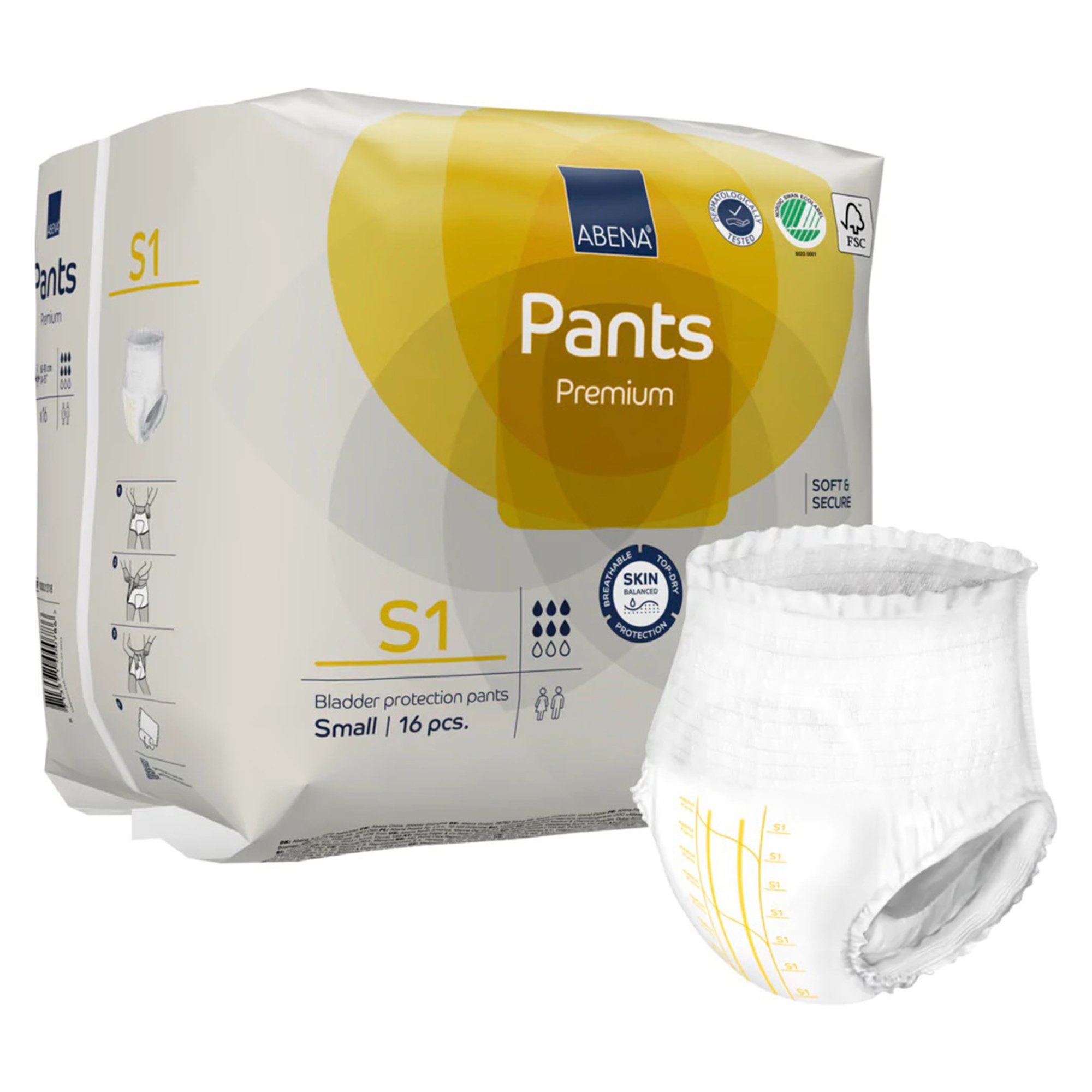 Abena Premium Pants S2 Incontinence Brief, Small MK 1218227