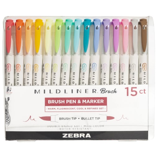 Zebra Pen Mildliner Brush (15 assorted colors)