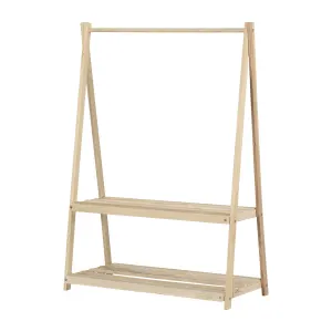 Wooden Clothes Rack with Storage Shelves for Kids