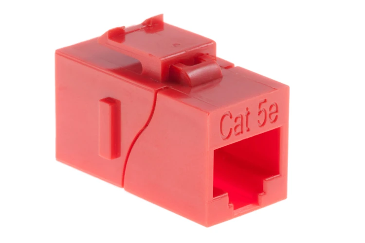 Cat5e RJ45 Inline Coupler Type Keystone Jack, Red