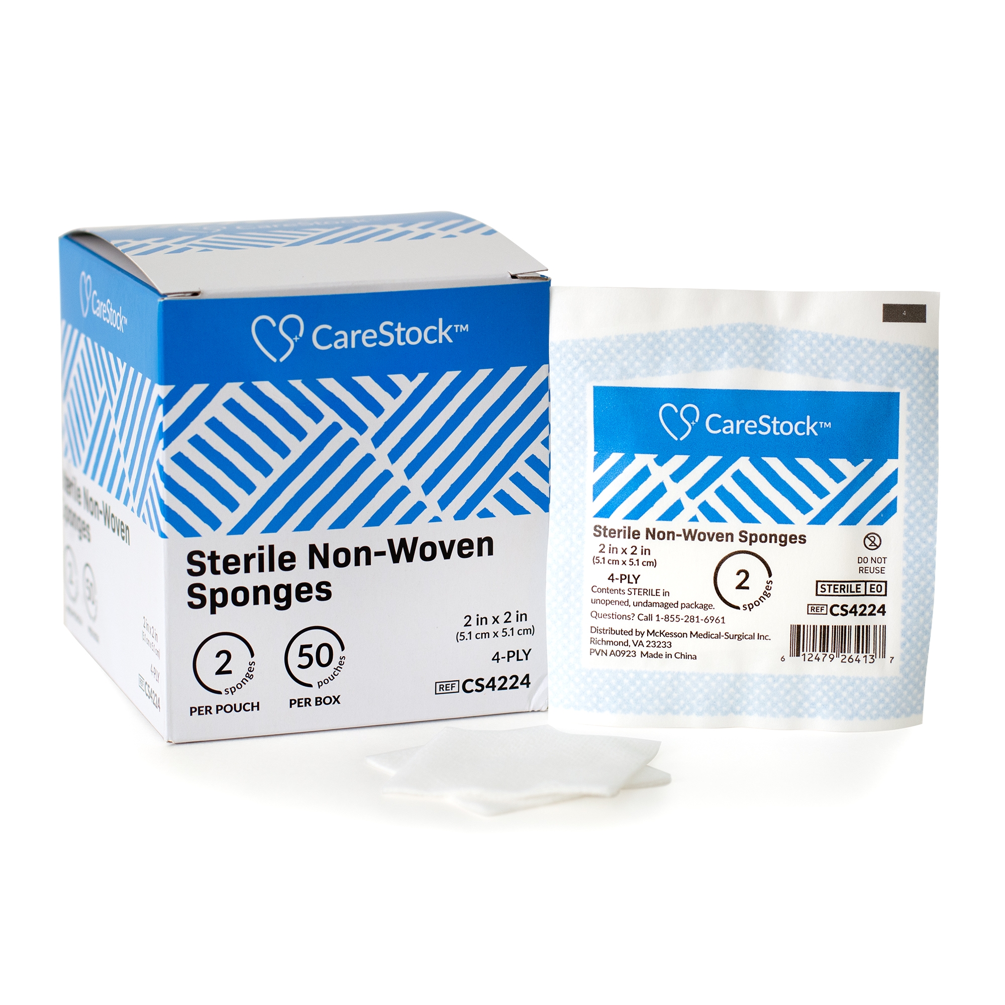 CareStock Sterile Nonwoven Sponge, 2 x 2 Inch, 4-Ply MK 1242209
