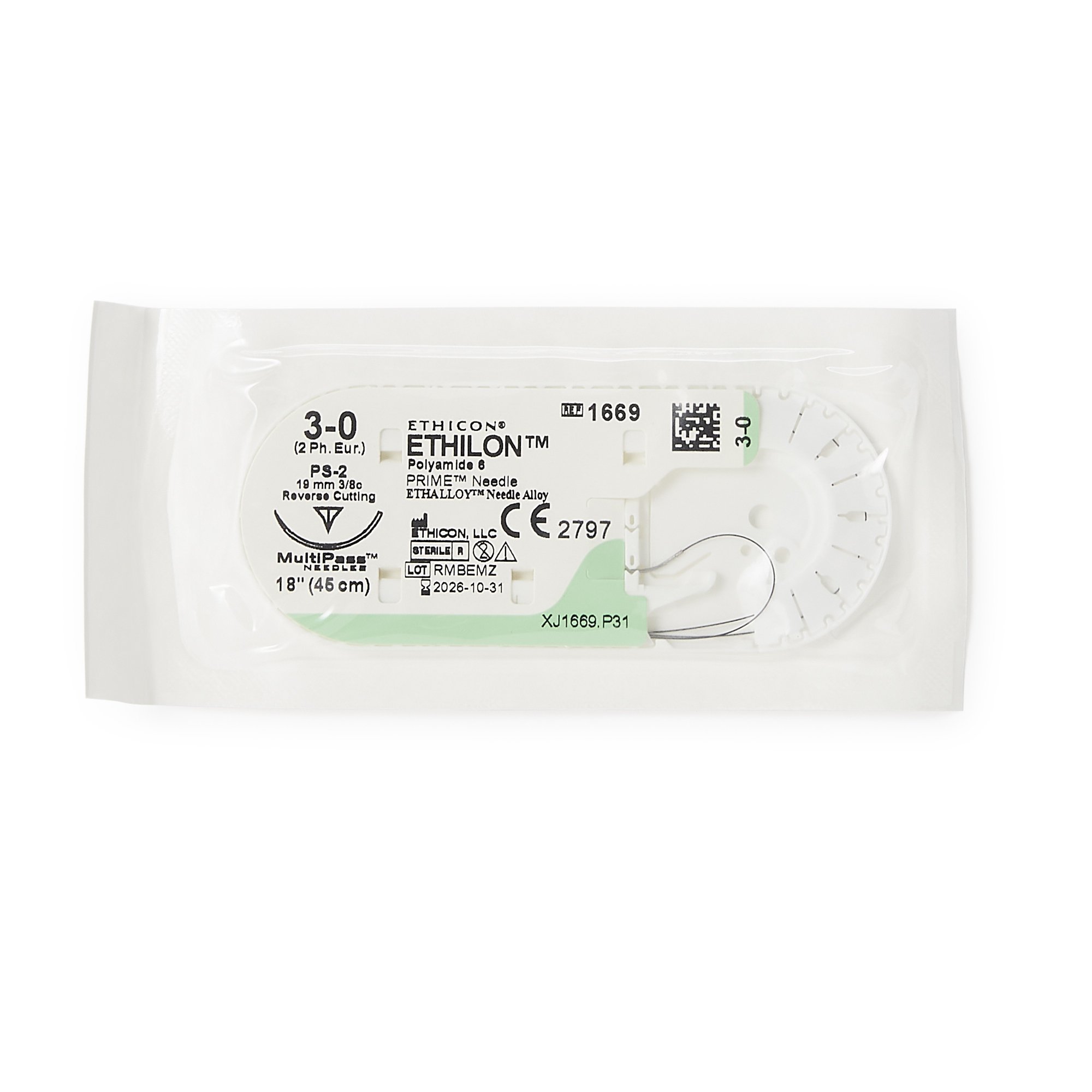 Ethilon Nonabsorbable Suture with Needle, 1 mm Needle Length MK 130320