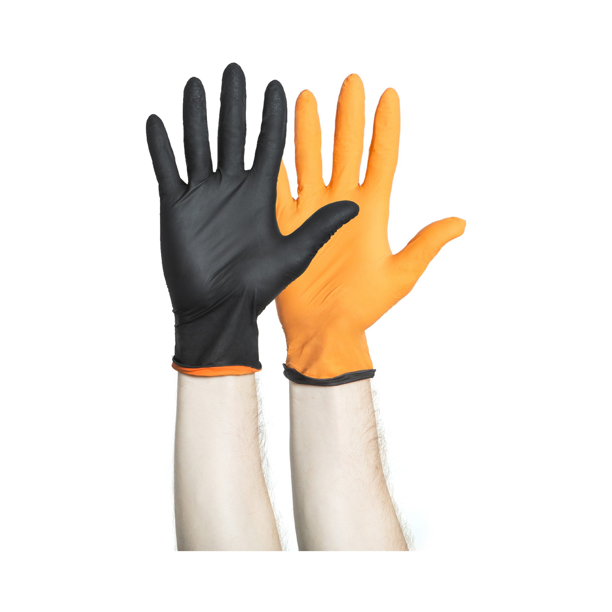 Black-Fire* Nitrile Reversible Exam Glove, Large, Black / Orange MK 1018794