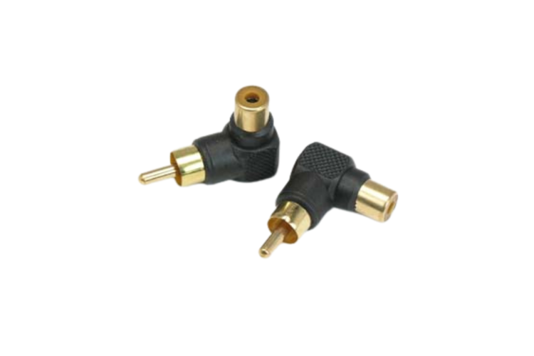 RCA Male To Female Right Angle Adapters – Gold-Plated 90-Degree Connectors For AV/Cable Management (AV-A11M)