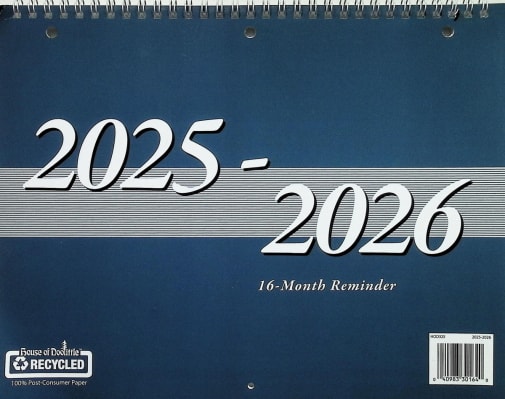 Academic Monthly Notebook/Wall Calendar 11" x 8.5" (September 2025 - December 2026)