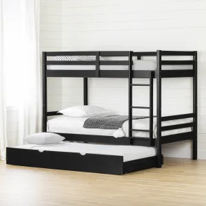 Solid Wood Bunk Bed with Trundle