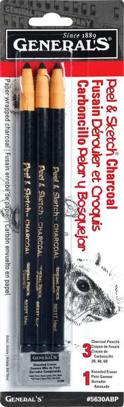 General Pencil Peel & Sketch Charcoal Pencils 3/Pkg