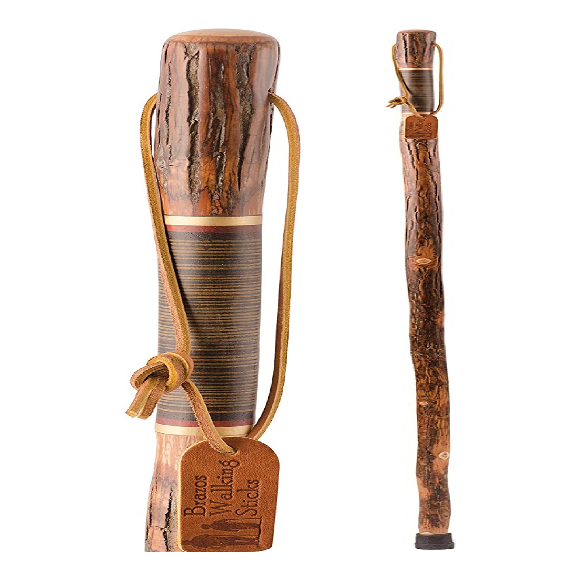 Brazos Exotic Leather Safari Hickory Rustic Walking Stick, 58-Inch MK 1229056
