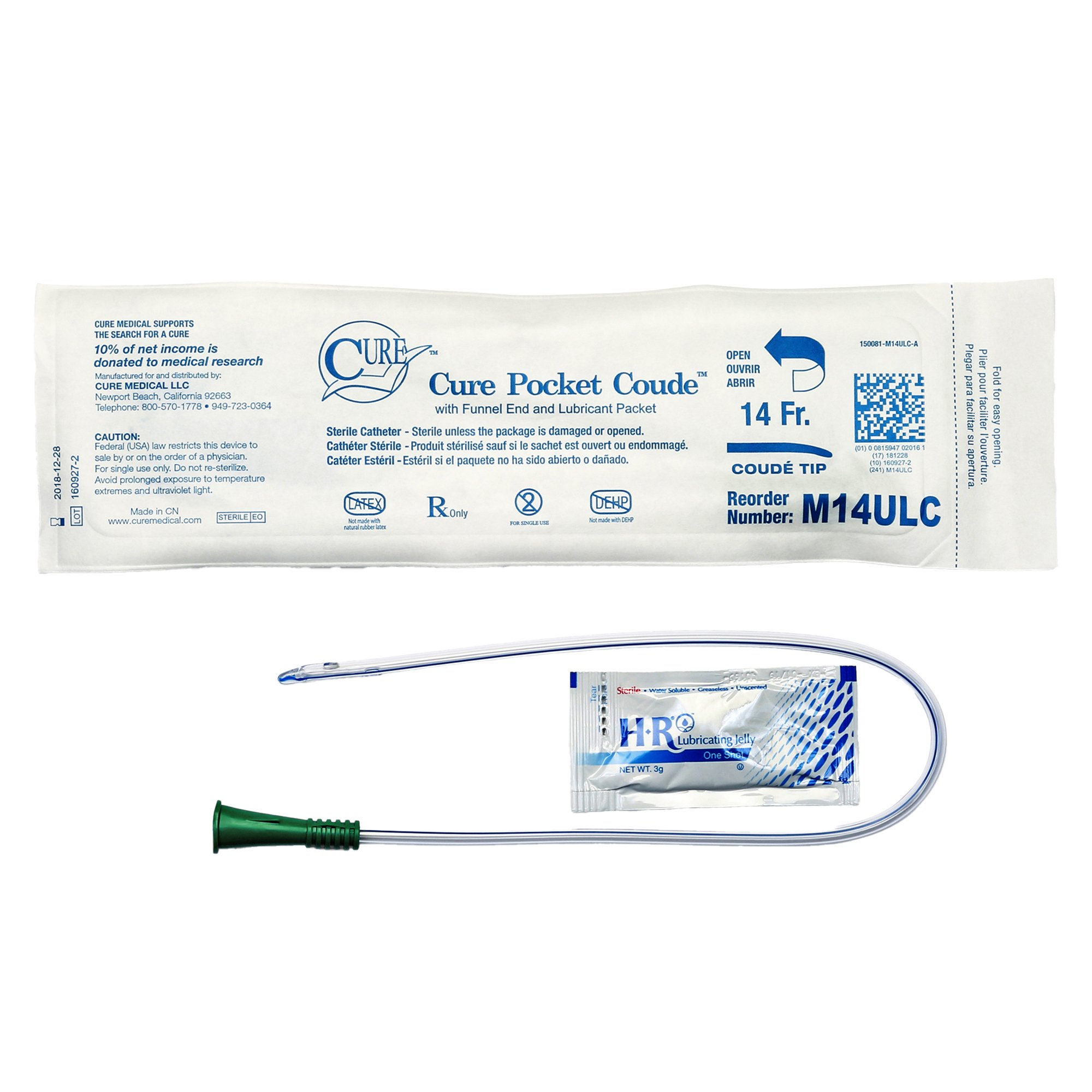 Cure Pocket Cath Urethral Catheter, 14 Fr. MK 1044622