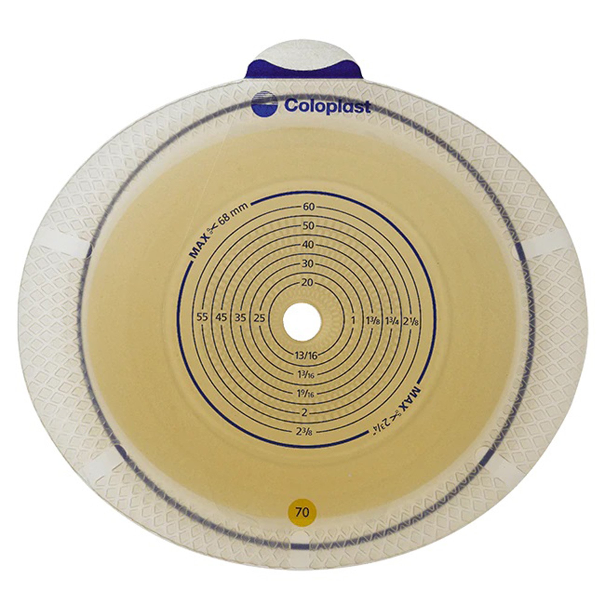SenSura Flex Flat Ostomy Barrier, Trim to fit 10  68 mm Stoma Opening, Yellow MK 680750